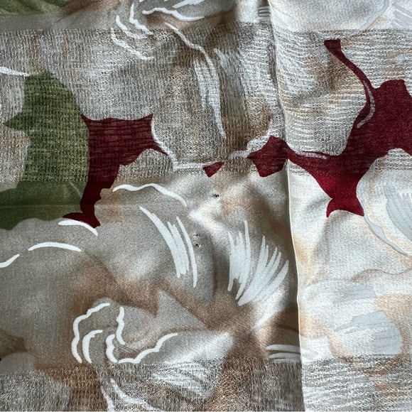 Bayadere 100% Silk Floral Red and White Scarf, 34” x 34” - Picture 6 of 7